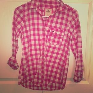 Hollister Pink Gingham Button Down